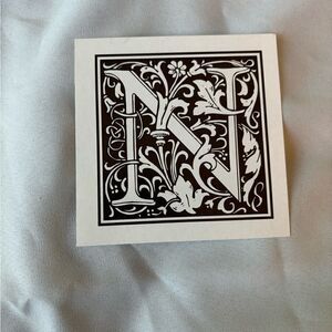 4.5” NEW! “N” Square Monogram Letter Print Ready to be Framed